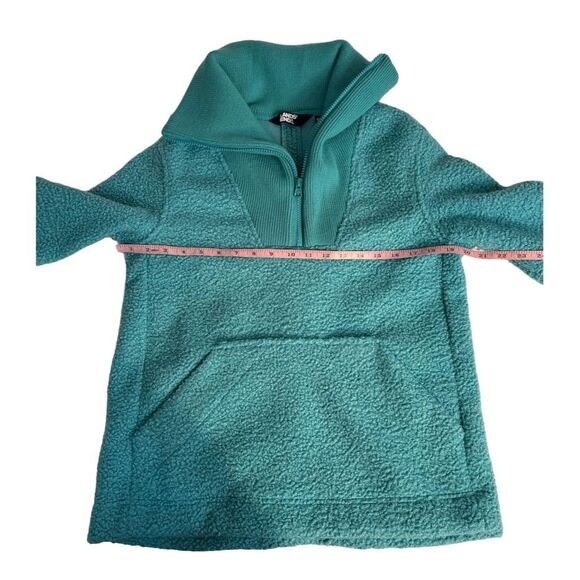 Lands' End Women's XS teal Fleece Pullover Sweater Quarter-Zip - Picture 3 of 10